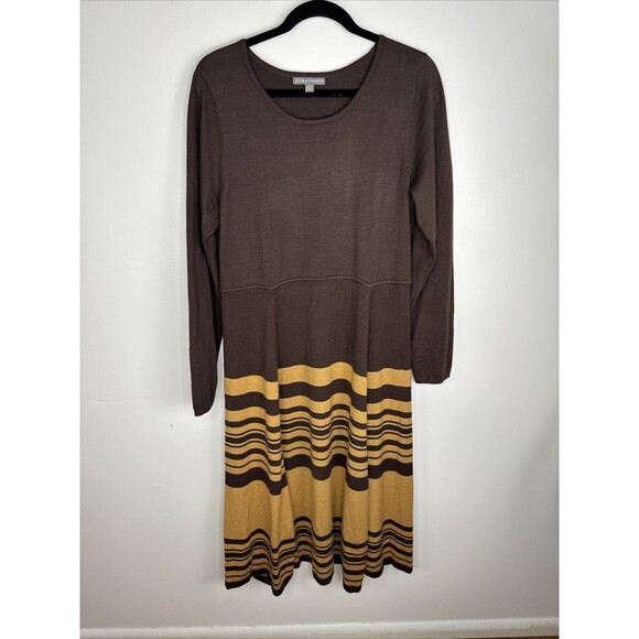 Jessica London Fit And Flare Sweater Dress Sz 12 Brown Neutral Earthy NWOT - Picture 2 of 6